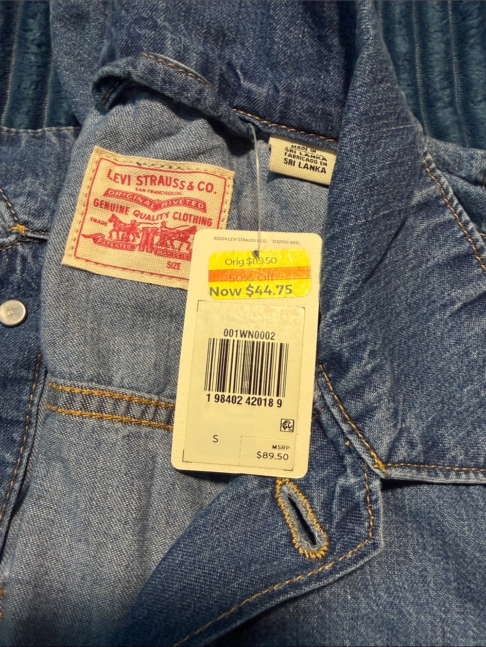 Denim Short-Sleeve Jumpsuit in Light Blue - Picture 3 of 3